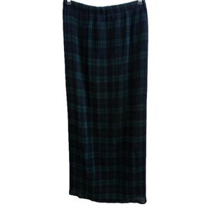 Vintage Express Pleated Elastic Waist Skirt in Green Plaid